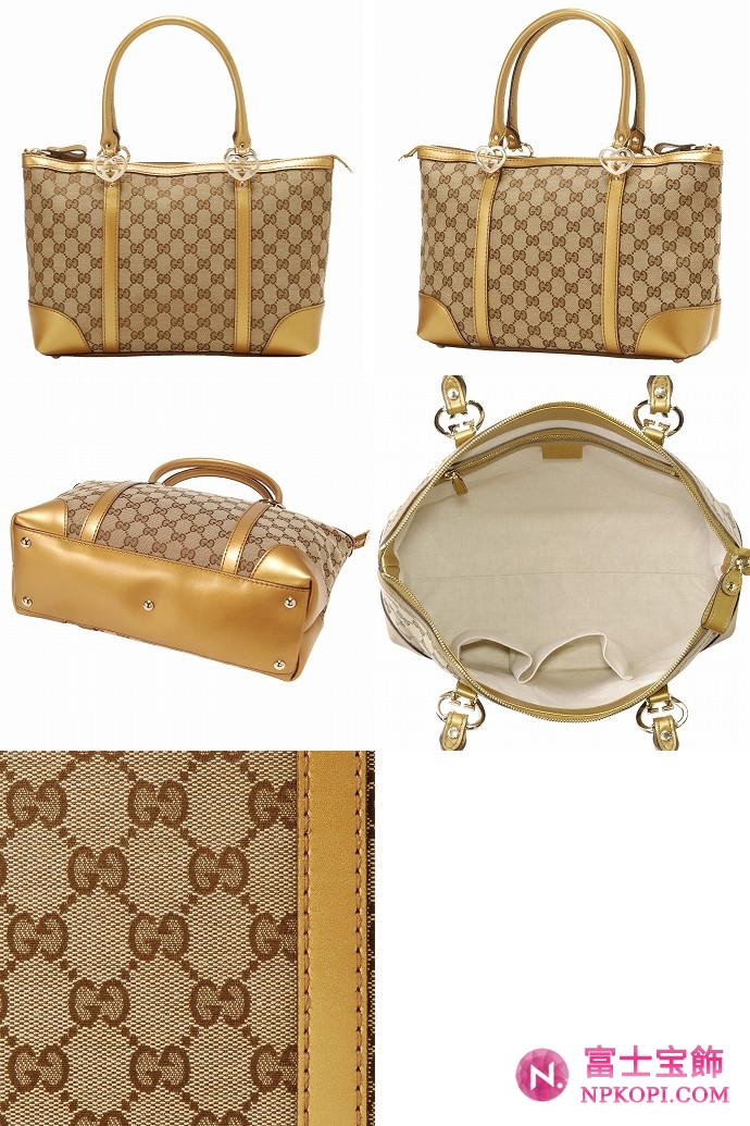 GUCCI/グッチ LOVELY定番キャンバスGG柄ハート型Gディテールスモールトートバッグ 257069 F4C2G 9766 